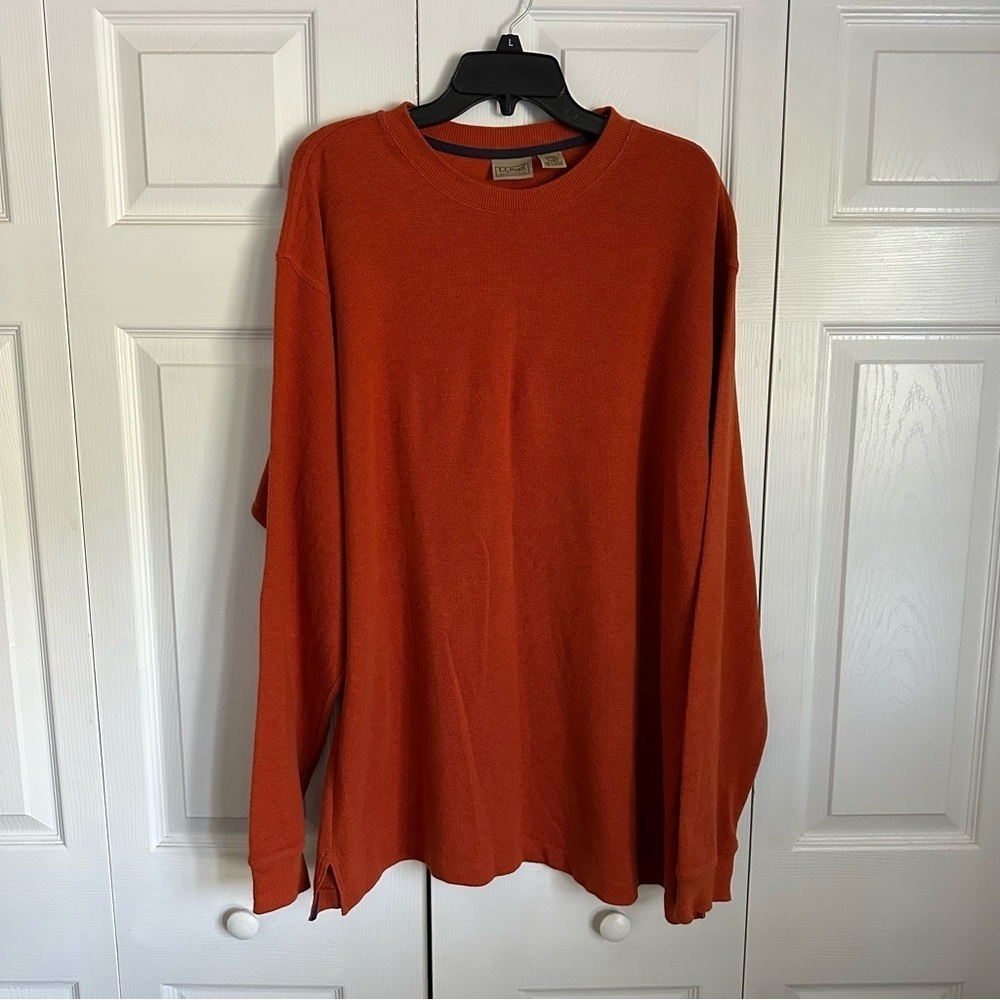LL Bean Sweater Mens XLT Rust Crewneck Long Sleeve Relaxed Fit Knit Casual Fall